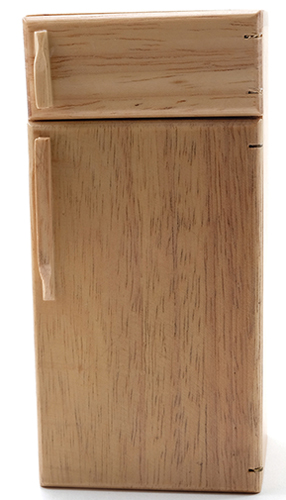 Dollhouse Miniature Modern Refrigerator, Oak